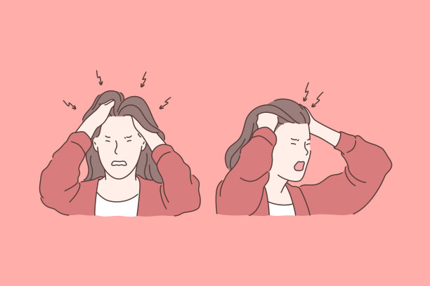 愤怒，头痛，消极情绪的概念图片下载