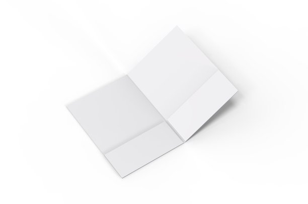 空白白色加强口袋文件夹在孤立的白色背景，模拟模板设计演示。三维演示图片下载