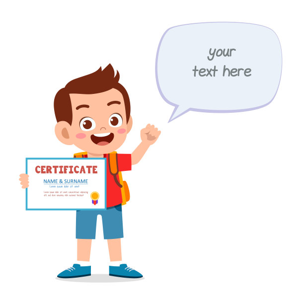 快乐可爱的小男孩拿着证书图片下载