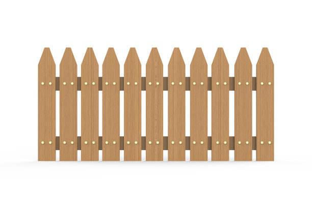 棕色木栅栏孤立的白色背景与旧平行木板，3d插图图片下载