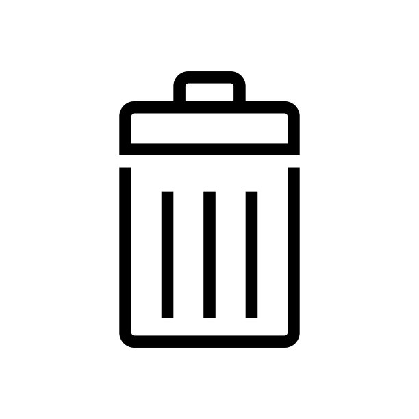 垃圾桶轮廓图标上的白色背景。图片下载
