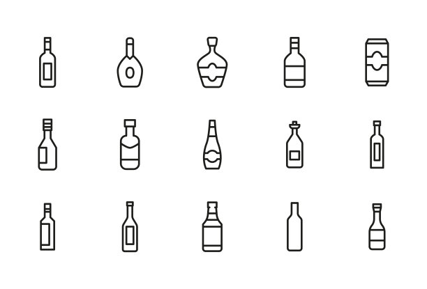 酒精笔画线条图标集图片下载
