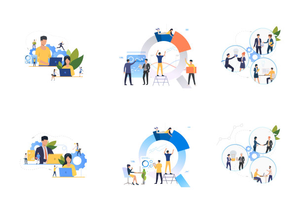 一组自信的分析师用图表工作图片下载