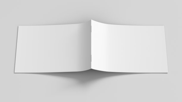 水平的小册子或小册子封面。小册子是开放的，上下颠倒的。图片下载