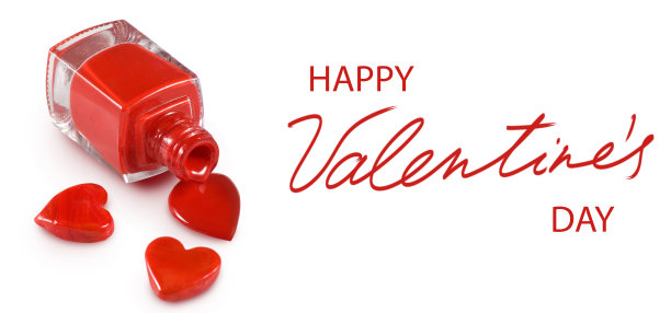 情人节快乐，指甲油里的心形图案图片下载