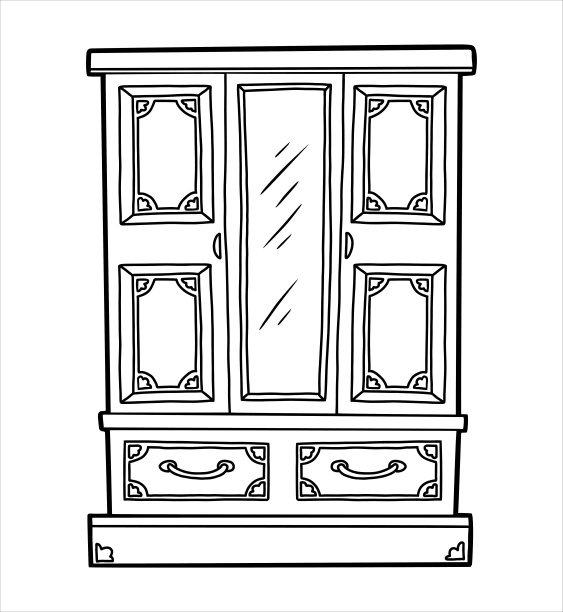 涂色书，衣柜和镜子图片下载