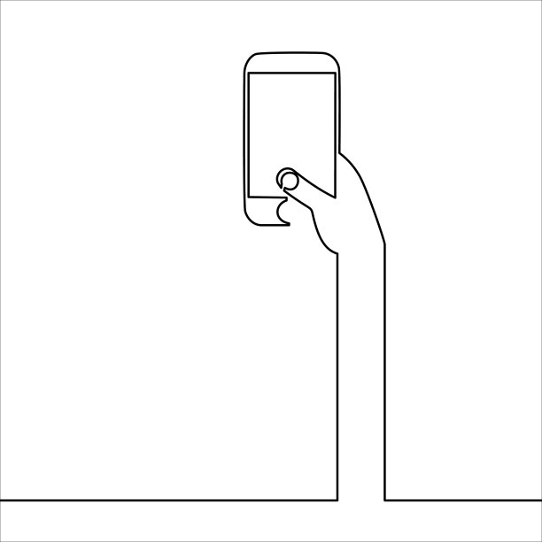 线条图标-在手机上的手机-连续的线条绘制图片下载