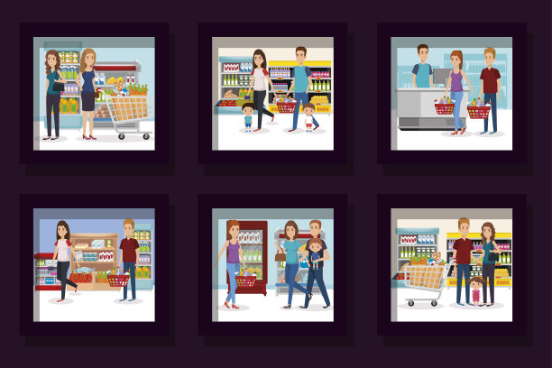 超市里人头攒动素材图片