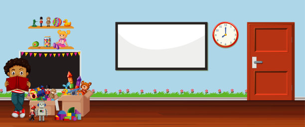 背景场景与白板和玩具图片下载