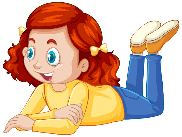 快乐的女孩穿着黄色的衬衫在白色的背景图片下载