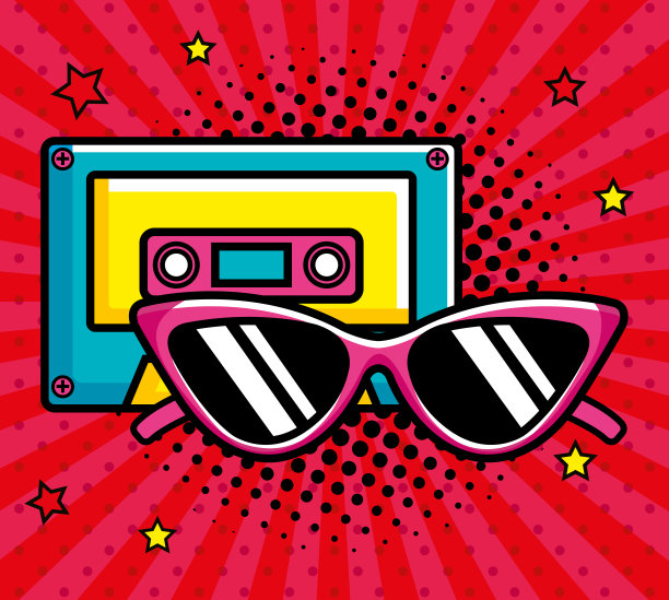 戴着墨镜的磁带音乐流行艺术偶像图片下载