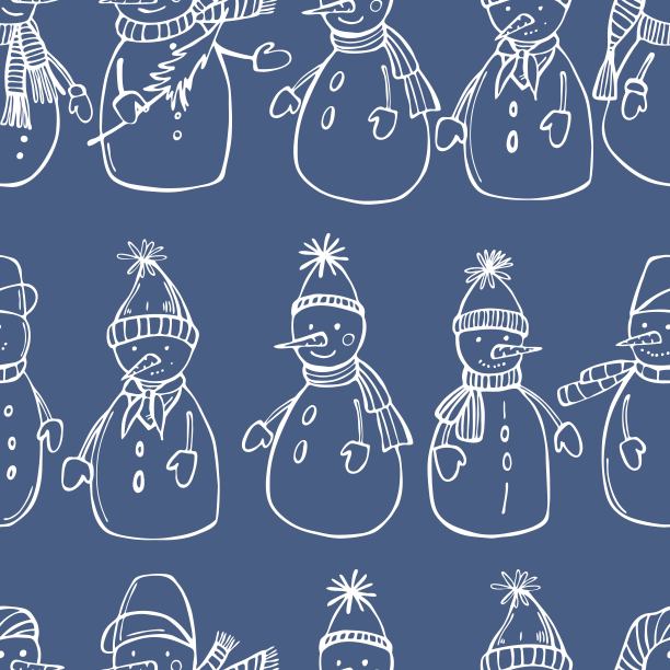 素描雪人。矢量图图片下载