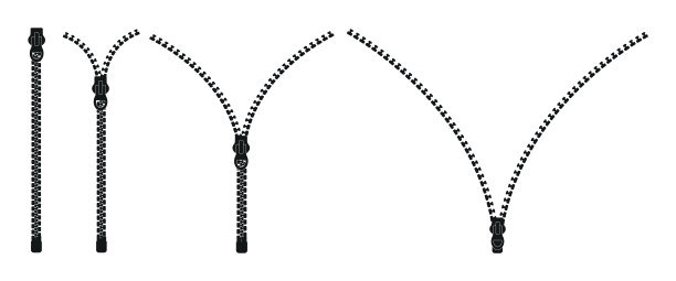 一组拉链图标。拉链的关闭和打开。图片下载