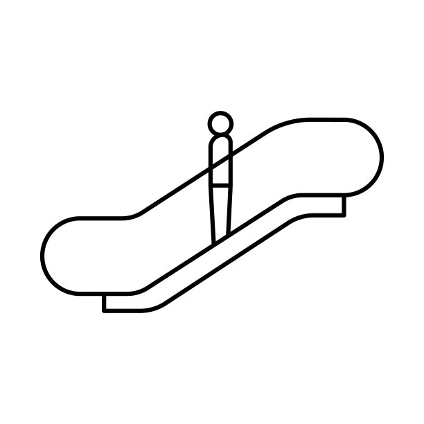 商场，自动扶梯，机场线的图标。机场元素，旅游插图图标。标志、符号可用于网页、logo、手机应用、UI、UX图片下载