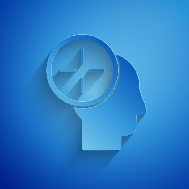 剪纸头部狩猎概念图标孤立在蓝色背景。业务目标或工作。为企业提供人力资源和招聘服务。纸艺术风格。矢量图素材图片