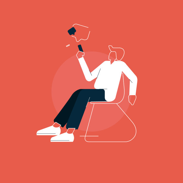 男人坐在椅子上，用手机图片下载