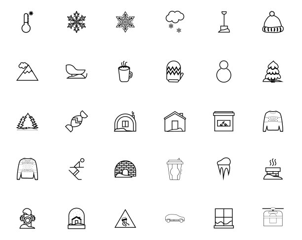 冬季图标与白色背景图片下载