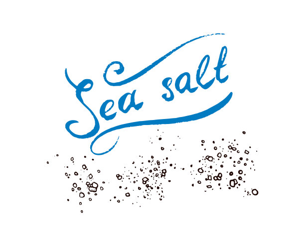 海盐。粉末状粉末和一束种子。海报的背景。手绘雕刻草图图片下载