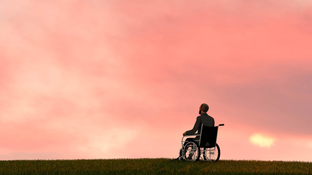 残疾人日落3D渲染图片下载