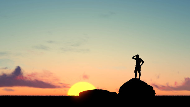 人们在天空3D渲染剪影图片下载