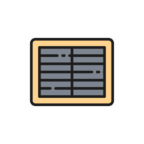 通风格栅，送风系统平面颜色线图标。图片下载