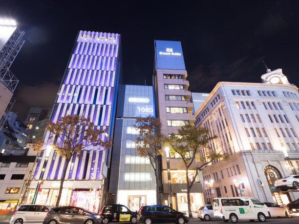 东京银座4丁目十字路口图片下载