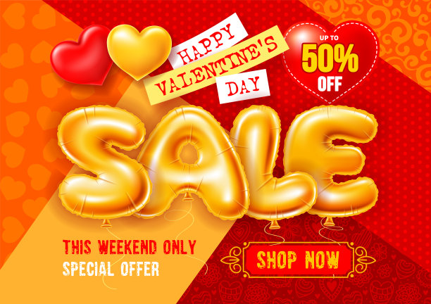 气球信件出售红色节日背景图片下载