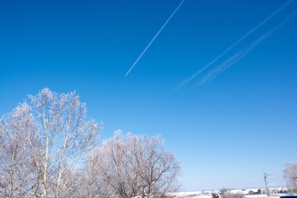 冬天早晨的凝结尾迹图片下载