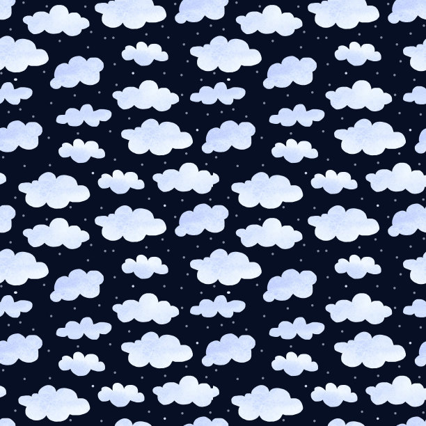 水彩抽象可爱无缝图案与夜雪云。儿童相册封面插图，织物，包装纸图片下载