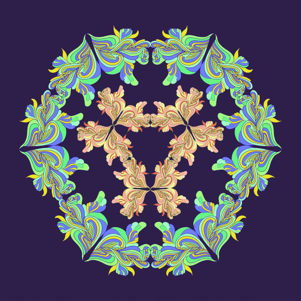 点缀多色涂鸦曼荼罗。古典装饰元素。手绘背景。图片下载