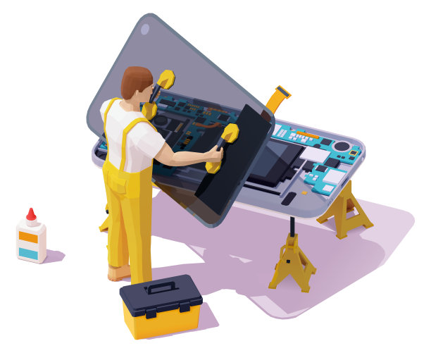 矢量等距智能手机修复图片下载