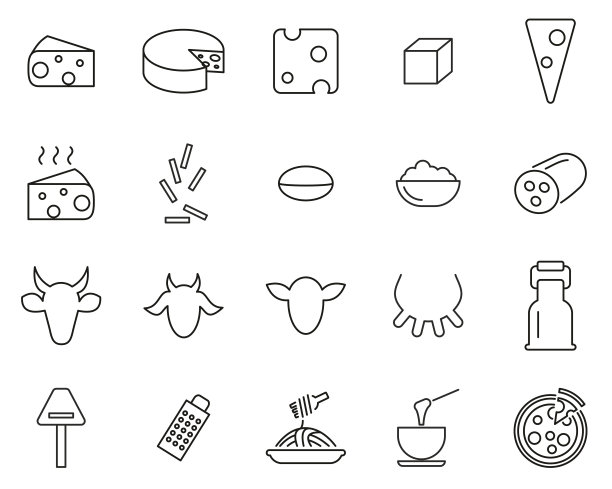 奶酪类型图标细线设置大图片下载