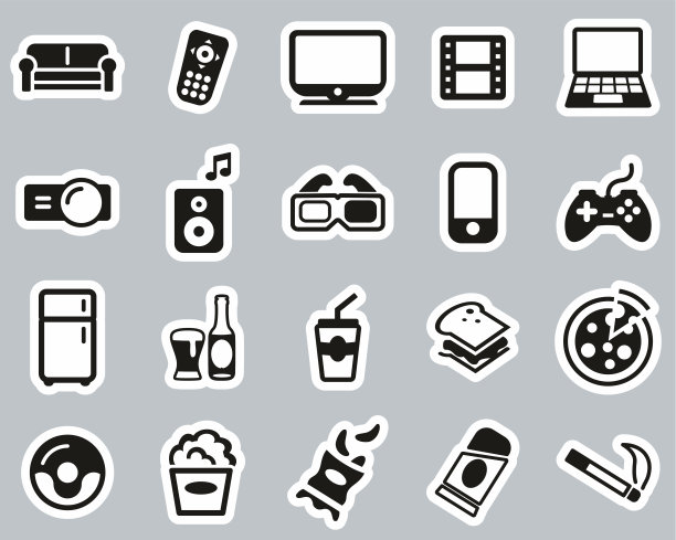 沙发土豆图标黑白贴纸设置大图片下载