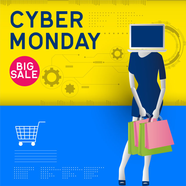 网上星期一促销海报。矢量图图片下载