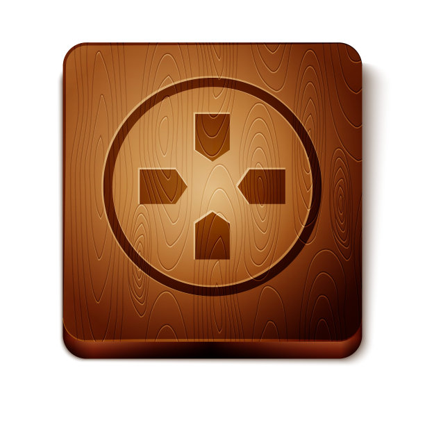 棕色手柄图标孤立在白色背景。游戏控制器。木制方形按钮。矢量图图片下载