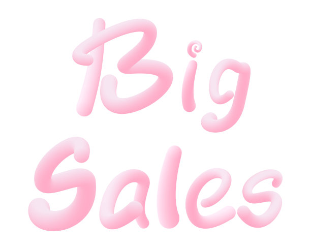 大的销售信件由口香糖设计销售海报/横幅促销。英语文本风格泡泡糖。孤立在白色背景上。矢量3d字体。折扣标签，广告，特价图片下载