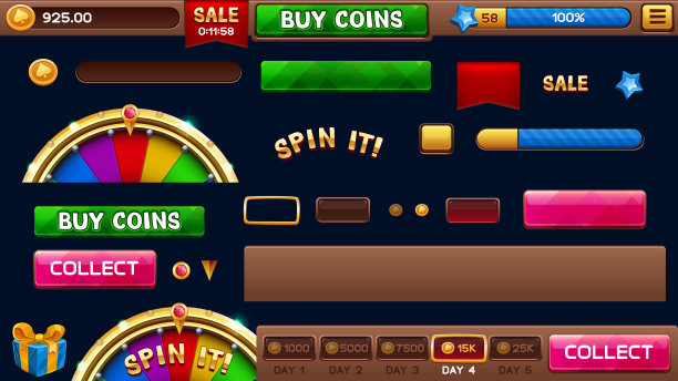 老虎机游戏的大厅元素图片下载