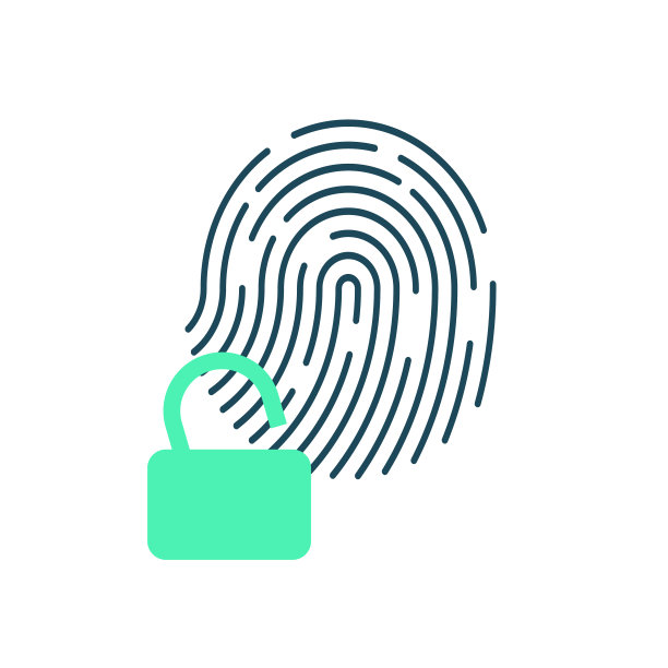 指纹解锁，网络安全概念。数字安全认证概念。生物识别授权。识别图片下载