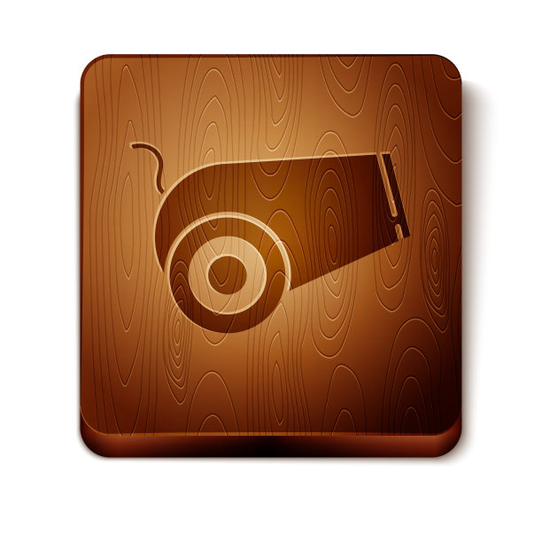 棕色大炮图标孤立在白色背景。中世纪的武器。木制方形按钮。矢量图图片下载