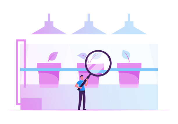 智能生态农场、工业温室、农业商业中的水培技术。农民在苗圃种植有机蔬菜和植物，健康食品卡通平面矢量插图图片下载