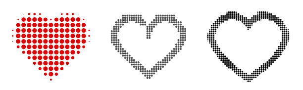 一组半色调虚线心。图片下载