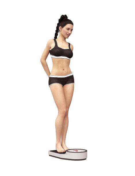 女人孤立地站在白色的3d渲染上图片下载