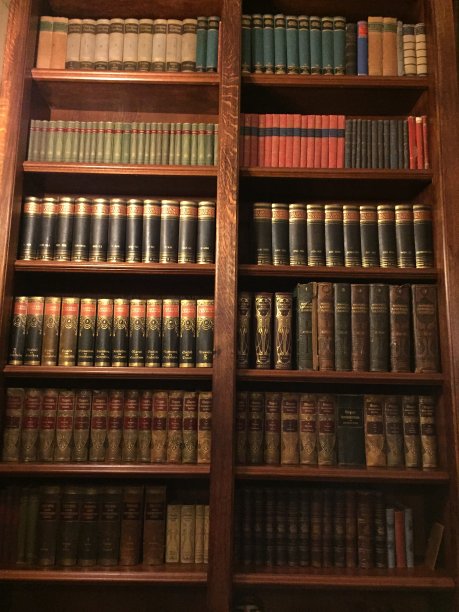 有不同收藏品的旧书架图片下载