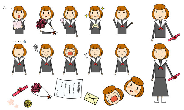 毕业典礼:女生图案图片下载