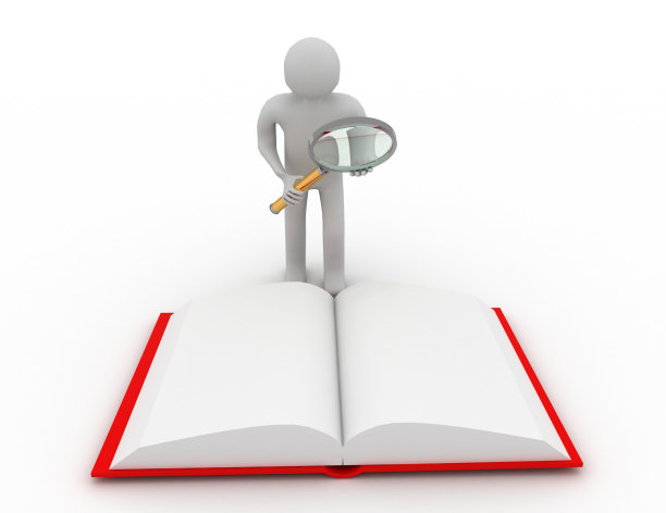 3d人，人，人，一个放大镜和一本书图片下载