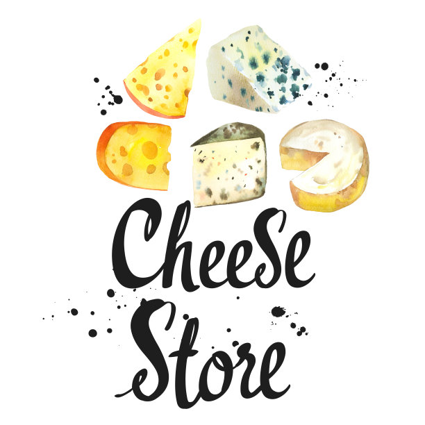 水彩贵族奶酪:卡门贝尔干酪，帕尔马干酪，蓝色，埃德默干酪，马斯丹干酪，布里干酪，羊乳干酪。小吃店。农场乳制品。新鲜的有机食品。图片下载