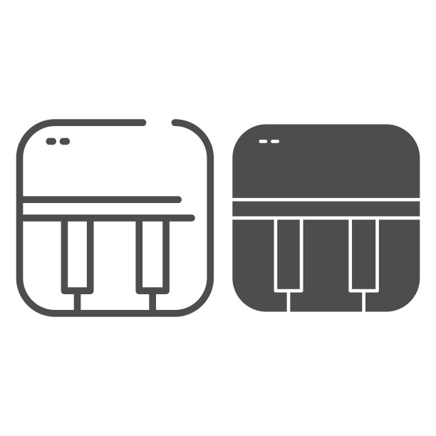 钢琴线和字形图标。音乐键盘矢量插图孤立在白色。乐器轮廓风格设计，专为网页和应用设计。Eps 10。图片下载