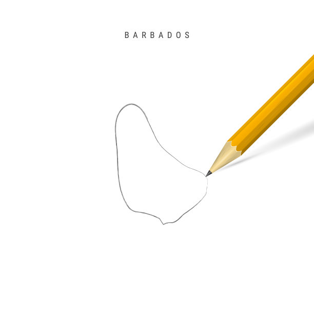 巴巴多斯徒手草图轮廓矢量地图孤立在白色的背景图片下载