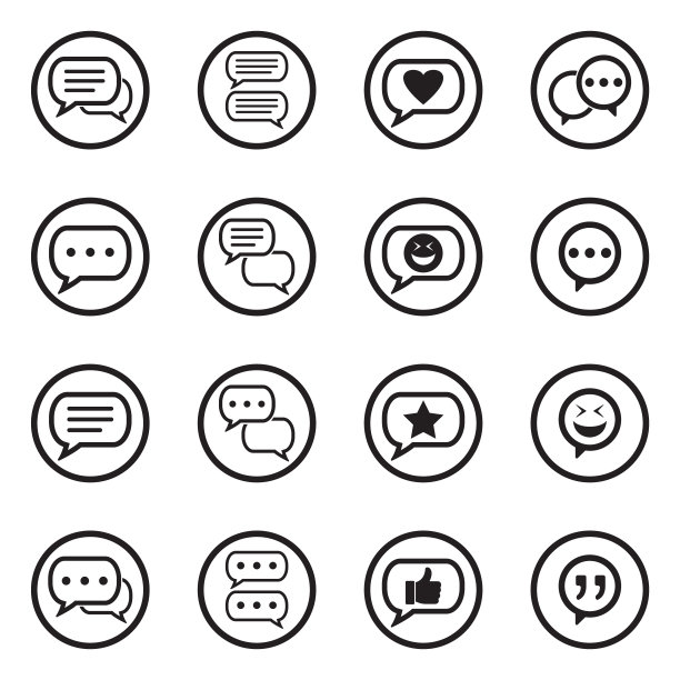 聊天气泡图标。圆形的黑色平面设计。矢量插图。图片下载