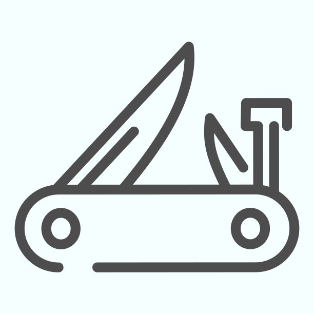 军刀线图标。多功能口袋刀矢量插图孤立在白色。瑞士刀轮廓风格设计，专为网页和应用程序设计。Eps 10。图片下载